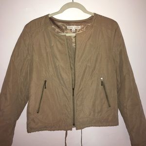 Tan suede bomber jacket